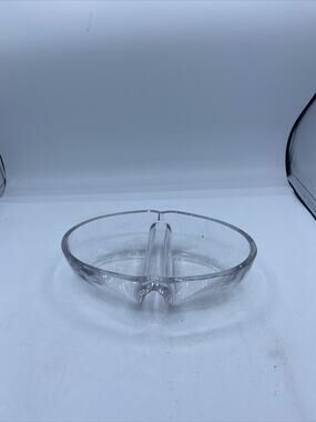 Clear Glass Divided Bowl/Dish Heavy Made In Turkey Circle Brand Glass Beautiful